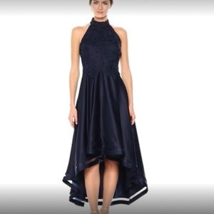 Nicole Miller NY 3D Lace High Low Navy Dress 4